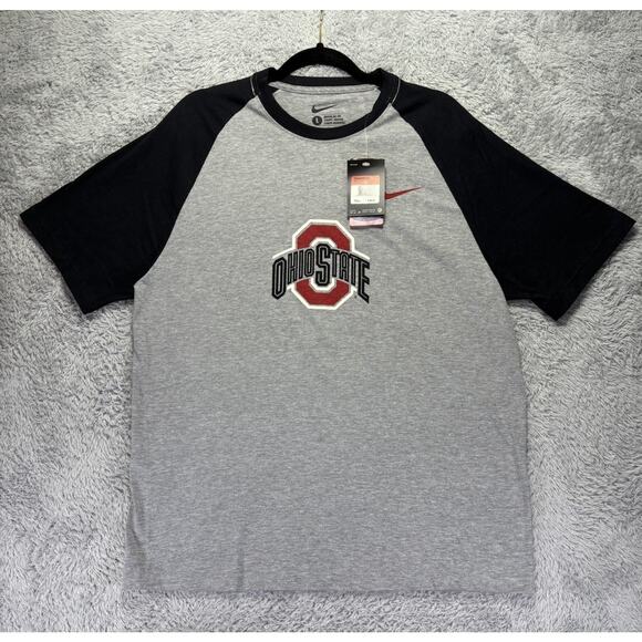 Nike Ohio State‎ Buckeye T-Shirt Size Large Gray Red Black Sleeve NWT - Picture 1 of 7